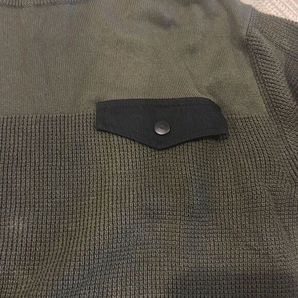 Zara Boys Olive Green Crewneck Sweater with Black Pocket - Size 7 - Picture 2 of 7
